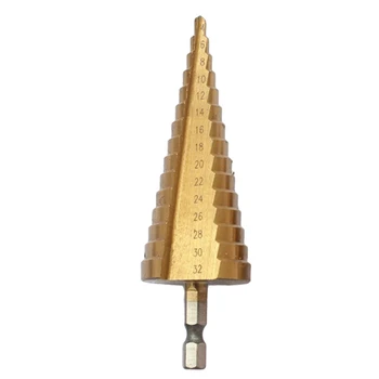 1Pcs Metrinių Spiralės Fleita Pagoda Formos Skylę Cutter 4-32mm HSS Plieno Kūgio formos Grąžtas Rinkinys, Trikampis Karka Žingsnis Galandimo