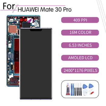 ORIGINALĄ HUAWEI Mate 30 Pro LCD Jutiklinis Ekranas skaitmeninis keitiklis Asamblėjos Huawei Mate 30 Pro Langas su Rėmu Pakeitimo