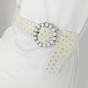 Perlų ponios diržas juosmens diržus moterims 2020 balta stass cinturon mujer ilgai juostos suknelė cummerbunds džinsai riem dizaineris