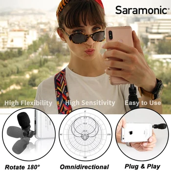Saramonic SmartMic Lankstus Kondensatoriaus Mikrofonas, Mic Didelio Jautrumo, skirtų 