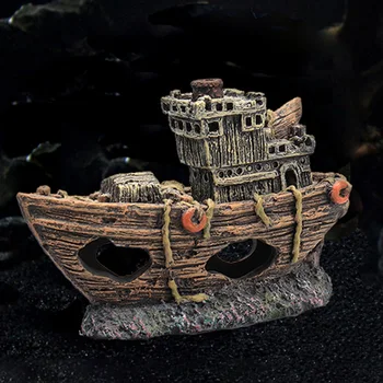 Žuvų Bakas Akvariumo Dekoras Piratų Laivas Ornamentas, Roplių, Žuvų Slėptuvę Urvas Apdailos Žuvų Bakas Akvariumas Dervos Apdaila