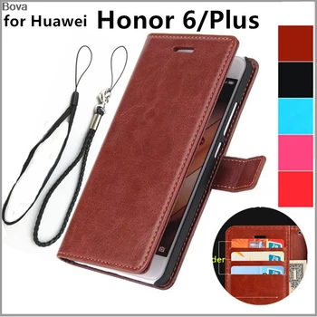Huawei Honor 6 5.0 colių kortelės laikiklio dangtelį atveju Huawei Honor 6 Honor6 plius odinis telefono dėklas piniginė flip cover Dėklas