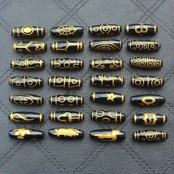 1pcs ,10x27-30mm Tibeto Dzi Agates Ovalo formos Karoliukai , Daug modelius 