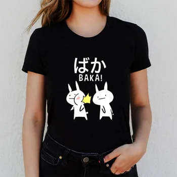 Juokinga BAKA triušis moterys t-shirt mielas animacinių filmų harajuku t-shirt moterims trumpomis rankovėmis spausdinti naujas vasaros atsitiktinis baltos viršūnės tee moteris