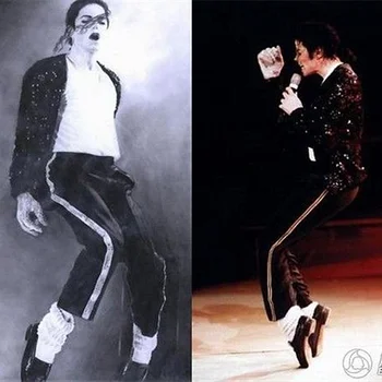 MJ Michael Jackson Juoda Billie Jean Pramogų Tiesiai Aukso kelnės Atsitiktinis apkarpytos džinsai Elastingumą Kulkšnies Ilgio kelnės