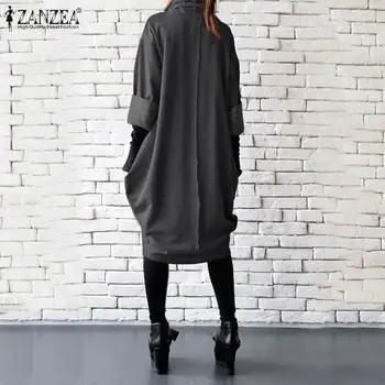 ZANZEA 2021 Elegantiškas, Kietas Palaidinukė Vestidos Moterų Hoodies Rudenį ilgomis Rankovėmis Megztinis Moterų Golfo Skraiste Femme Plius Dydis