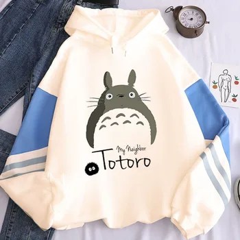 Naujas Harajuku Streetwear Palaidinės Totoro Spausdinti Hoodie Viršūnes Moterys Ilgomis Rankovėmis Vilnos Hoodies Atkakli Toli Bliuzono Puloveriai