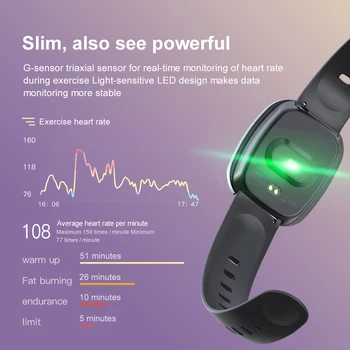 GT103 Smart Žiūrėti rankogaliai Širdies ritmo Monitorius Fitness Sport Tracker Full screen touch 
