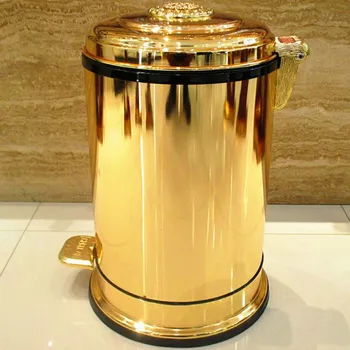 Europos Stiliaus Aukso spalvos su Gėlių Pedalu Atliekų Konteinerius, Šiukšlių Bingarbage Bin Namų Paraiškos Namų Puošybai ZM1109