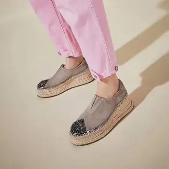 MORAZORA 2020 Karvės verstos odos platformos batai moterims, butai, kalnų krištolas rudens pavasario batai, moteris, ponios atsitiktinis batų moterys