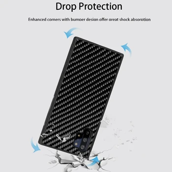 Telefono dėklas, skirtas Samsung Galaxy Note, 10 Plus Atveju Minkštos TPU + Anglies Pluošto Samsung Note10 Padengti Belaidžio Įkrovimo Palaikymas