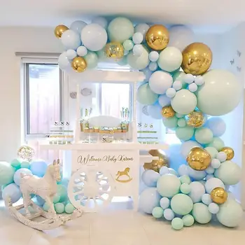 126pcs Macaron Lateksiniai balionai Mėlyna Žalia Konfeti Balionų Girliandą Juostelės Berniukas Gimtadienio Dekoracijas, Baby Shower