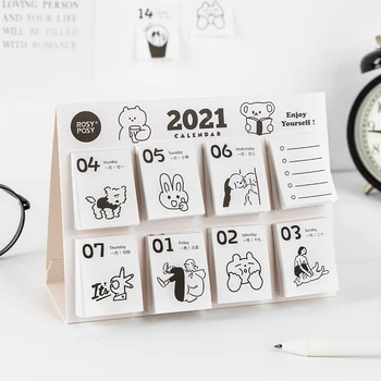 Kūrybos 2021 Savaitinius Stalo Kalendorius Mini Nešiojamieji 365 Dienas Naujųjų Metų Memo Kalendoriai, Dienotvarkės Planavimas