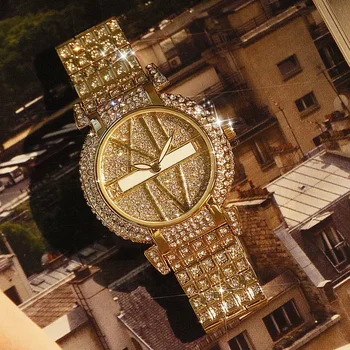 2020 Prabangus Diamond Moterų Aukso Laikrodžių Mados Nerūdijančio Plieno Apyrankė ant Riešo Laikrodžiai Data, Laikrodis relogio feminino Kvarco Žiūrėti