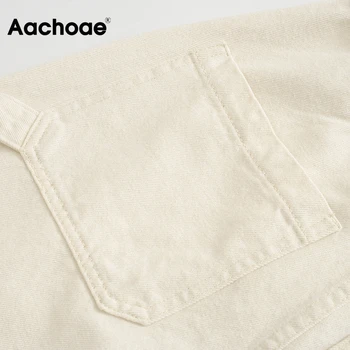 Aachoae Streetwear White Cargo Džinsai Moterims Boyfriend Stiliaus Plati Džinsinio Audinio Kelnės Aukštu Juosmeniu Mados Mama Džinsai, Kelnės Jean Femme
