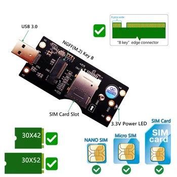 XT-XINTE už NGFF M. 2 Raktas B USB 3.0 Adapteris Keitiklis Kortelės Board Desktop PC Pridėti Kortelę, SIM Kortelės Lizdas