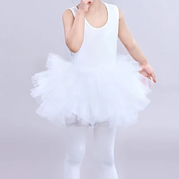 Vaikai Rankovių Baleto Leotard Mergaičių Vaikai Medvilnės Šokių Mokymas Šifono Suknelė Skirted Leotard Rausva Balta Princesė Dancewear