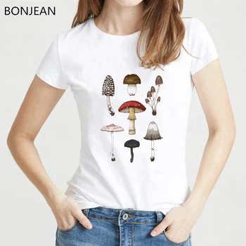2019 vasaros marškinėliai moterims derliaus augalų grybai spausdinti harajuku kawaii viršų moteriška t-shirt 90s marškinėliai femme camisas mujer tees