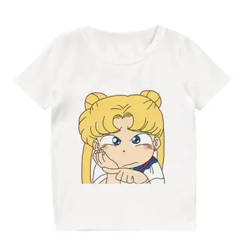 Animacinių Filmų Sailor Moon Spausdinimo Mergaičių T Shirts Princesė Juokingi Vaikai Marškinėlius Vasaros Berniukai Viršūnes Mados Kawaii Apvalios Kaklo Mielas Ramiai