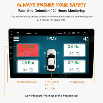MS Automobilių Padangų Slėgio Stebėjimo Sistema Bevielis PSSS Su 4 Išorinių Jutiklių, Tinka Android7.1 Android 8.0 8.1 9.0 PX5 PX6 PX30