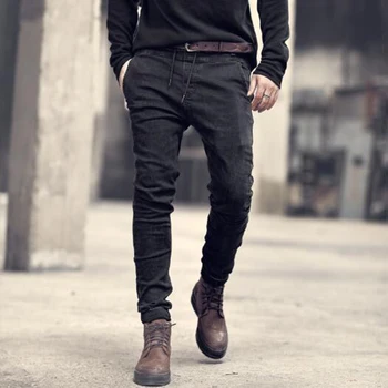 Rudenį ir žiemą plauti black vyriški slim džinsai, vyriški elastiniai džinsai vyrams pieštuko kelnės, Antblauzdžiai k6002