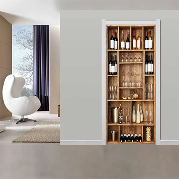 Creative 3D Durų Lipdukas Vyno Kabineto Lipni Tapetai Ant Durų 