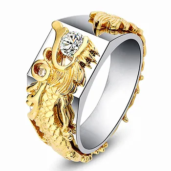 Mados dragon cirkonis deimantų brangakmenių žiedai vyrams vyriškas balto aukso, sidabro spalvų papuošalai bague kietas partijos priedai