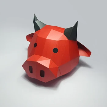 3D Popieriaus Kaukė Mados Red Bull Karvė Gyvūnų Cosplay Kostiumų 