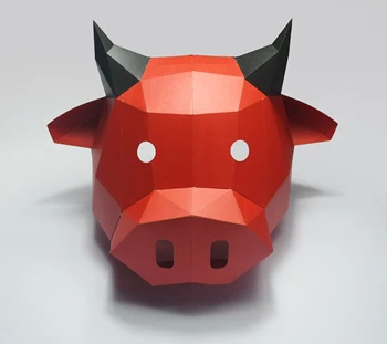 3D Popieriaus Kaukė Mados Red Bull Karvė Gyvūnų Cosplay Kostiumų 