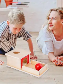 Montessori Atitikimo Blokų, Mediniai Pastovumą Objektas Lauke Pastovumą Tikslo Langelis su padėklu Kamuolys Montessori Bamblys Švietimo Žaislai
