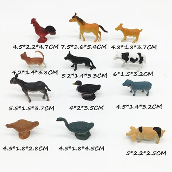 12PCS Realus Modeliavimas Plastikinių Smulkių Gyvūnų Ūkių Duomenys Gimtadienio Džiaugtis gyvūnų modelio Švietimo playset Kūdikiai
