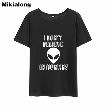 Mikialong Svetimų T-shirt Moterims, Harajuku nemanau, kad Žmonėms Juokinga Marškinėlius Moterims Hipster Tumblr Vasaros Viršūnes Marškinėliai Femme
