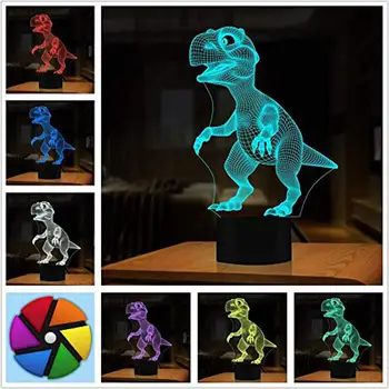 Helovinas 3D Dinozaurai LED Lempos, 7 Spalvų Touch Kontrolę, Naktį Šviesos Vaikai Dovanas Gyvenimo Kambario, Miegamasis Stalo Apdailos