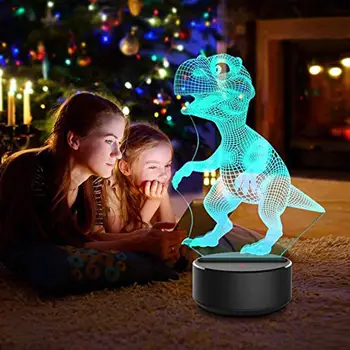 Helovinas 3D Dinozaurai LED Lempos, 7 Spalvų Touch Kontrolę, Naktį Šviesos Vaikai Dovanas Gyvenimo Kambario, Miegamasis Stalo Apdailos