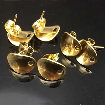 50pcs/daug Aukso tono nerūdijančio plieno auskarai jungtis išvadas pasidaryk pats stud auskarai paštu žiedas papuošalai priėmimo