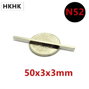20PCS N52 Neodimio magnetas 50x3x3 mm stipri mm Retųjų žemių nuolatinis magnetas 50x3x3 NdFeB magnetas 50mm x 3mm x 3mm