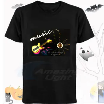 Muzikos šalis lemputės LED žėrintis el skydelis marškinėliai Muzikos ritmą aktyvuota mirksi el skydelis t-shirt