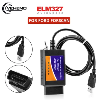 ELM327 Kodas Skaitytojas Skaitytuvas USB V1.5 Ford Forscan OBDII Diagnostikos Įrankis OBDII 18F25k80+ch340t chip HS-GALI / MS-GALI ELM 327