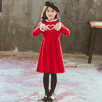 4 To14 Metų Vaikų ir Paauglių Mergaičių Mezgimo Suknelė Rudenį 2020 korėjos Vaikų Mielas Drabužių Elegantiškas Baby Princess Dress, #1130