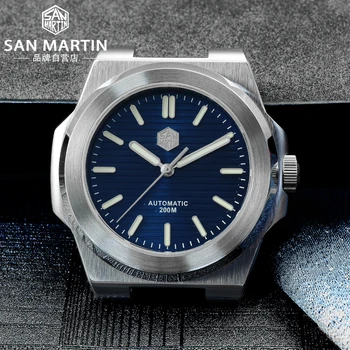 San Martin Klasikinis Prabangus Automatinis laikrodis Sapphire Kristalas 20ATM Nerūdijančio Plieno Vyrų Nardymo Mechaninė Verslo Riešo žiūrėti