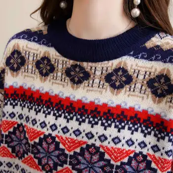 Rudenį ir žiemą megztinis moteris studentų korėjos versija prarasti apvalios kaklo megztinis viršuje ilgomis rankovėmis megzti