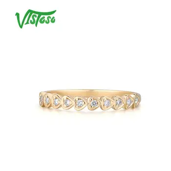VISTOSO Originali 14K 585 Geltonojo Aukso Žiedas Moterims Putojantis Deimantų Širdies Žiedas Žada Įsitraukti Jubiliejų Dovana Fine Jewelry