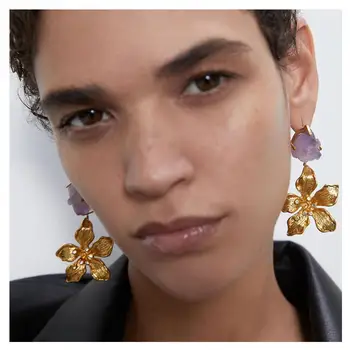UDDEIN Mados Metalo Gėlių auskarai Moterims Madinga Vintage Nereguliarus Kristalų Žavesio Tabaluoti ausies žiedai Šaliai, Papuošalai