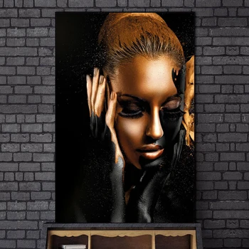 Afrikos Meno Juodojo Aukso Moteris Drobė, Tapyba, Plakatų ir grafikos Skandinavijos Sienos Menas Nuotraukas Kambarį Dekoro Cuadros