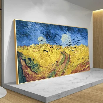 Van Gogh Garsaus Aliejaus Tapybai Reprodukcijai Kviečių Laukas Su Varnos Plakatas Ir Spausdinama Ant Drobės, Sienos Meno Cuadros Kambario Apdaila