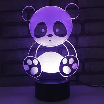 Panda LED RGB Naktį Šviesa 7 Spalvų Kaita, Stalas Šviesos Veiksmų Skaičiai 1872 Berniukų, Mergaičių Kalėdų Žaislai