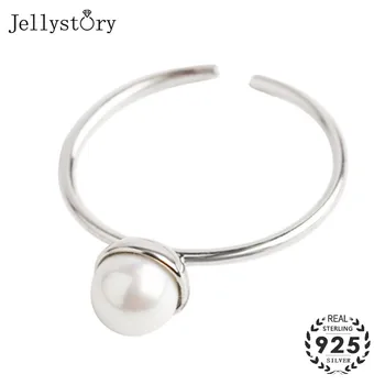 Jellystory Sidabro 925 Papuošalai, Žiedai su Natūralių Gėlavandenių Perlų Moterų Mados Reguliuojamas Atidaryti Žiedas Vestuves Dovanos