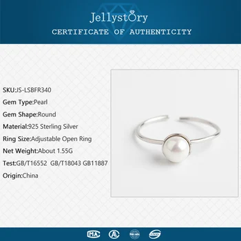 Jellystory Sidabro 925 Papuošalai, Žiedai su Natūralių Gėlavandenių Perlų Moterų Mados Reguliuojamas Atidaryti Žiedas Vestuves Dovanos
