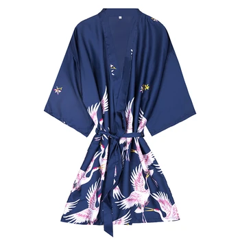 17Colors Moteris Kimono Sleepwear Japonijos Mados Krano Spausdinti Pižama, Chalatas Šilko Yukata Laisvalaikio Dėvėti Pižamą Homewear