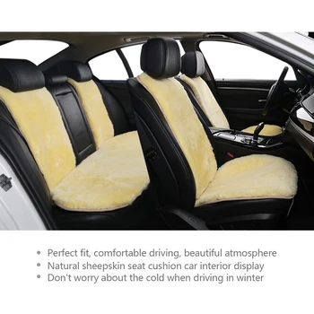 Natūralaus avikailio automobilių sėdynės padengti Australijos avikailio sėdynės pagalvėlės prabanga trumpo kailio vidų universaliųjų automobilių sėdynės pagalvėlė apsaugoti